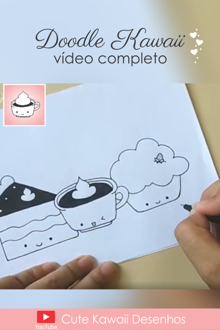 Doodle frutinhas kawaii – desenhando – Cute Kawaii Desenhos