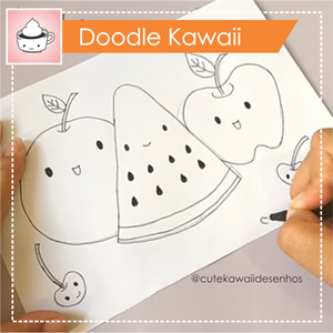 Doodle frutinhas kawaii – desenhando – Cute Kawaii Desenhos